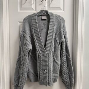 TTPD Gray Cable Knit Cardigan